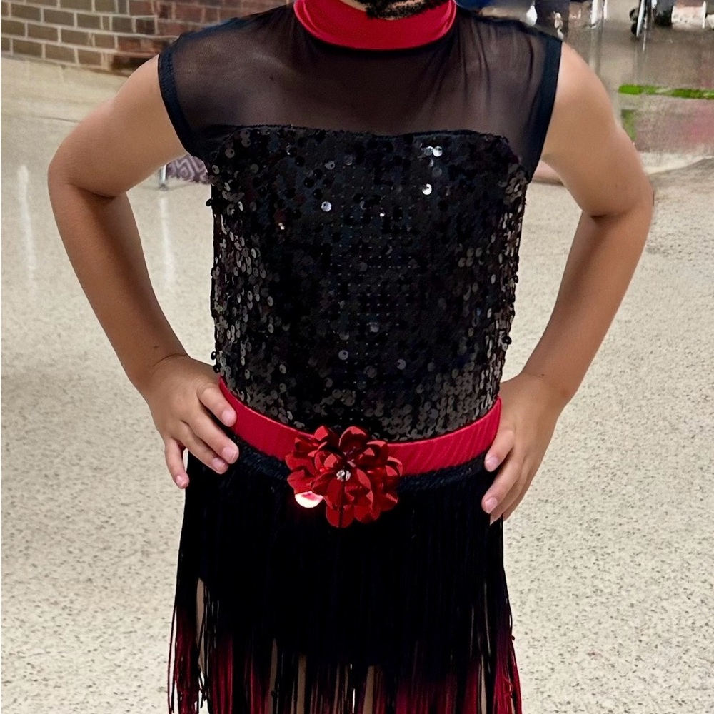 Kids Black and Red Sequin Costume